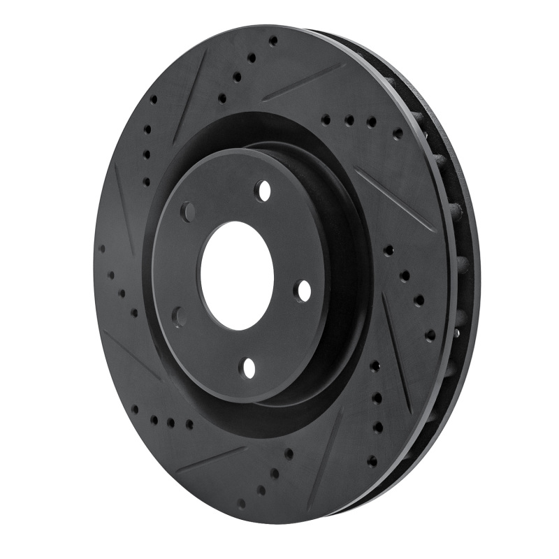 Cadillac XLR Brake Rotor (1) - Front Left - R1 Concepts - Drilled & Slotted - Black - `05-`13